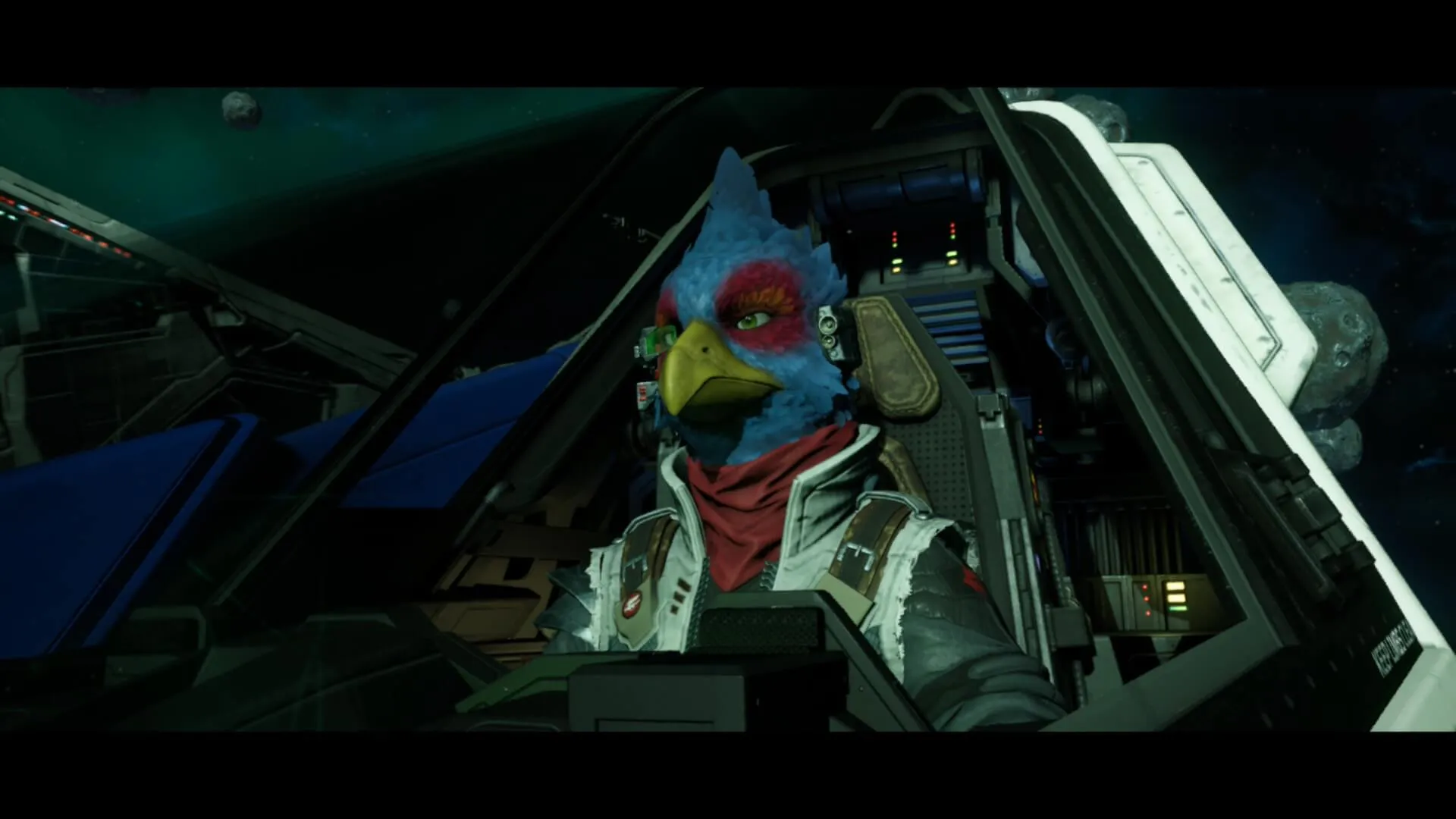 Falco Lombardi in his Arwing cockpit cutscene