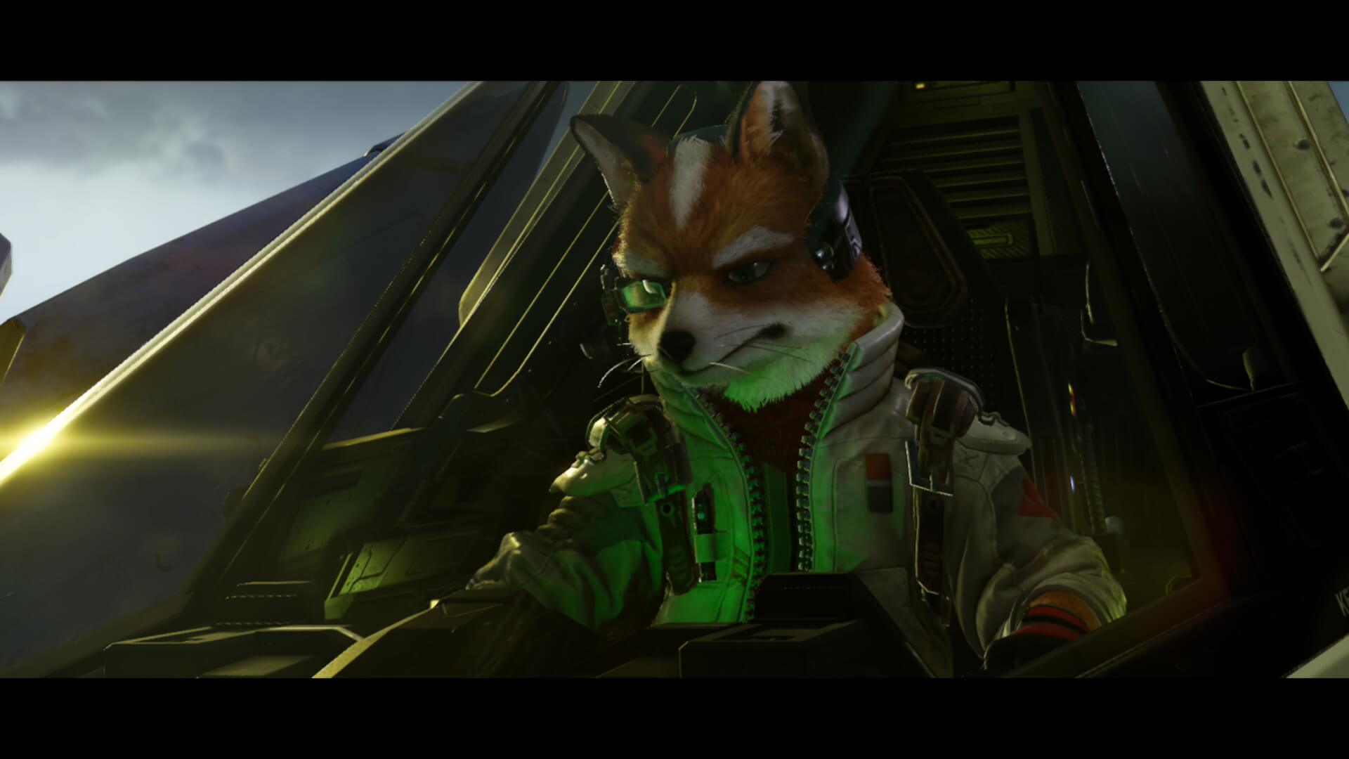 Post-mission close-up of Fox McCloud upon completing Zoness