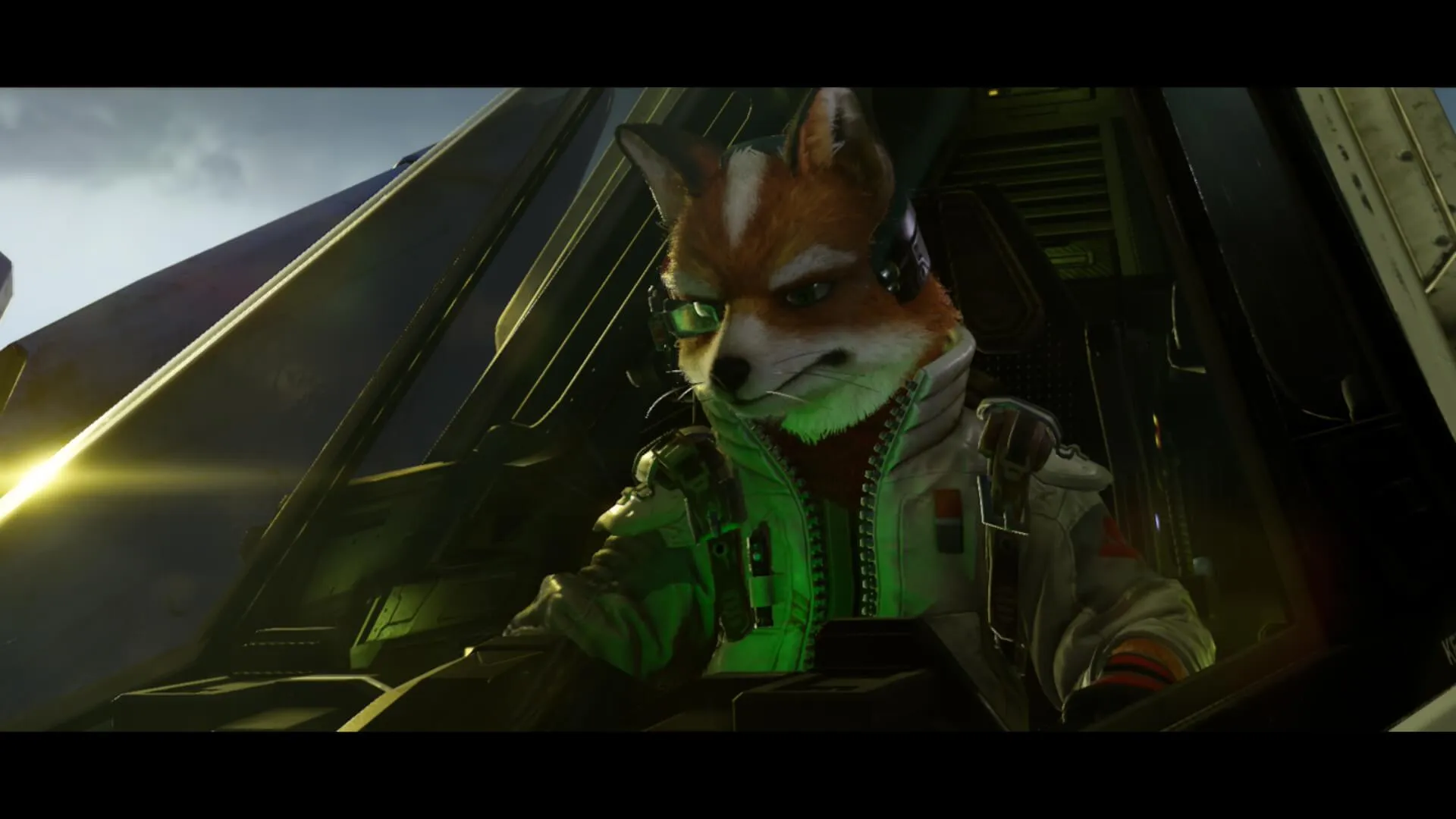 Post-mission close-up of Fox McCloud upon completing Zoness